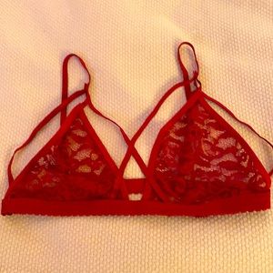 Maroon red lace bra